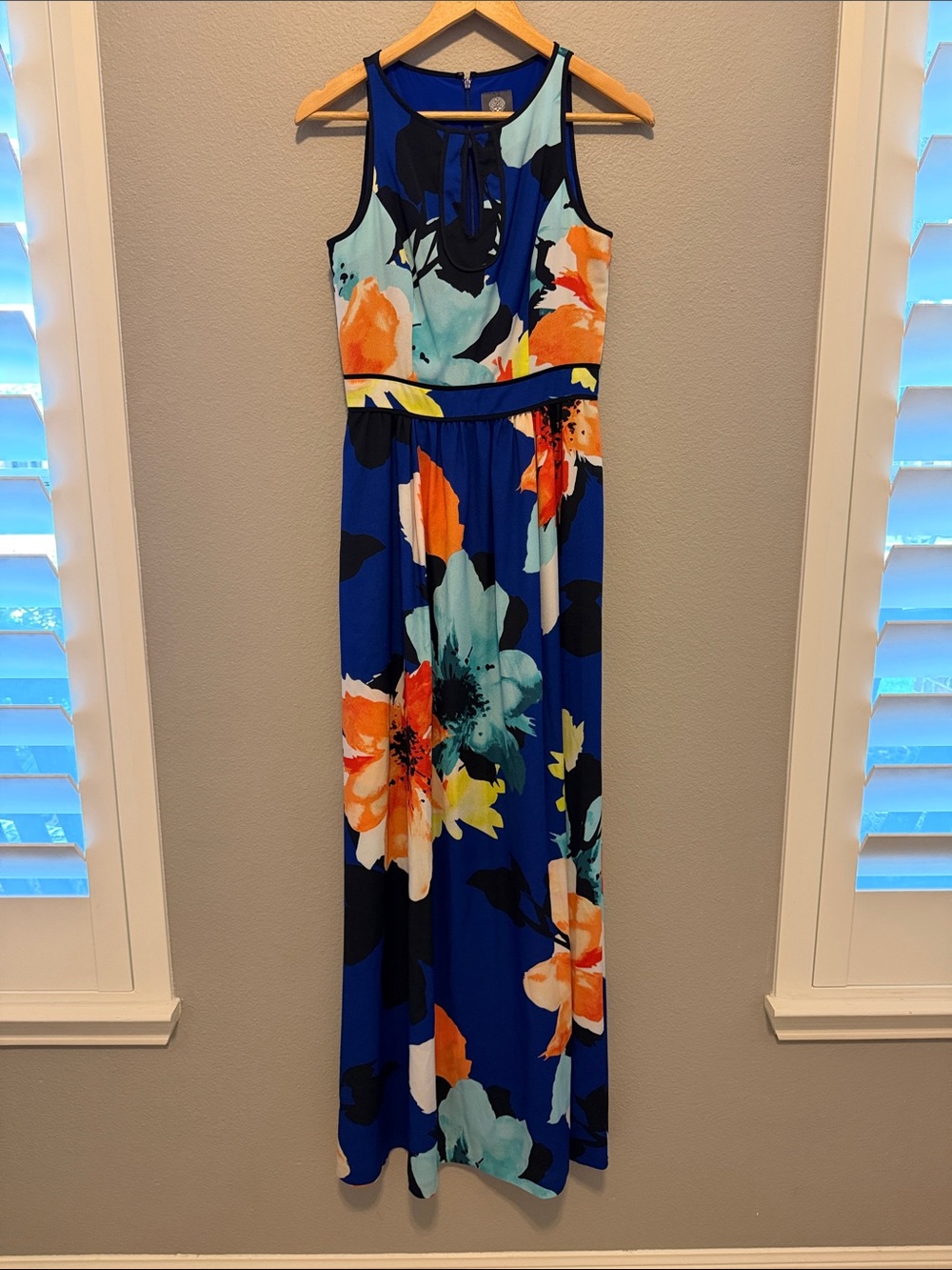 Vince Camuto Royal Blue Floral Maxi Dress 4 - Picture 2 of 6